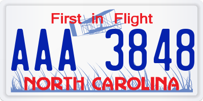 NC license plate AAA3848