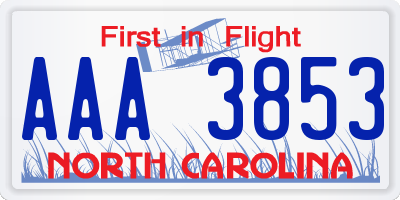 NC license plate AAA3853