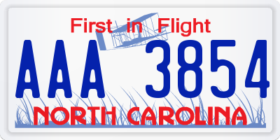 NC license plate AAA3854