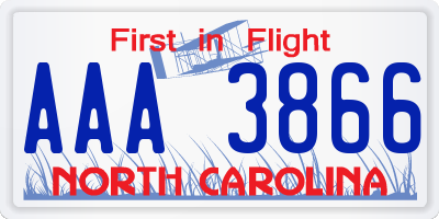 NC license plate AAA3866