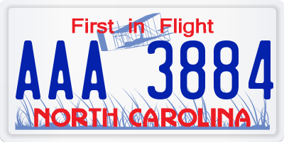NC license plate AAA3884