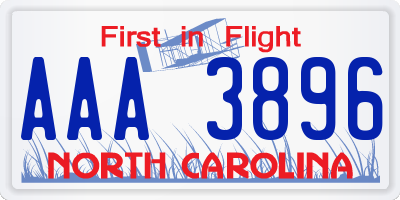 NC license plate AAA3896