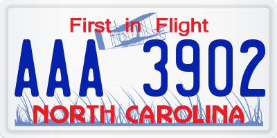 NC license plate AAA3902