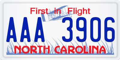 NC license plate AAA3906