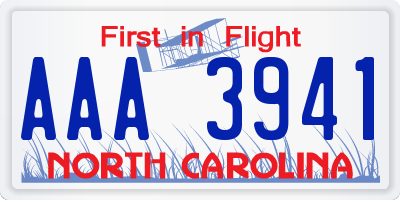NC license plate AAA3941