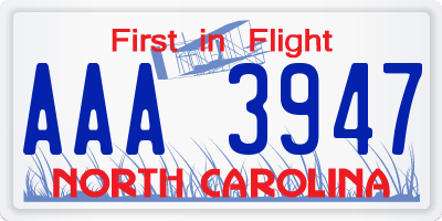 NC license plate AAA3947