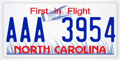 NC license plate AAA3954