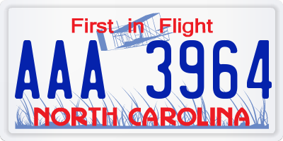 NC license plate AAA3964