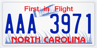 NC license plate AAA3971