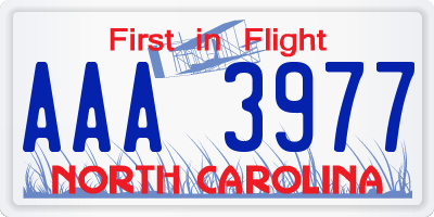 NC license plate AAA3977