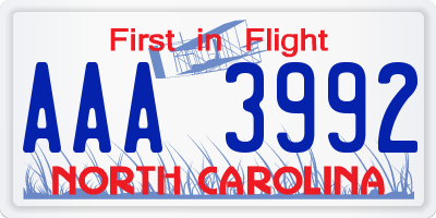 NC license plate AAA3992
