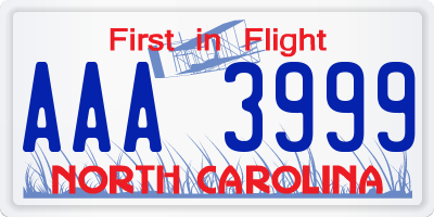 NC license plate AAA3999