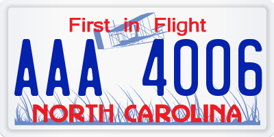 NC license plate AAA4006