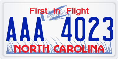 NC license plate AAA4023