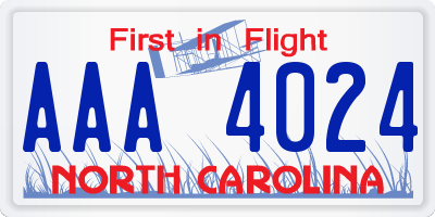 NC license plate AAA4024