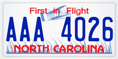NC license plate AAA4026