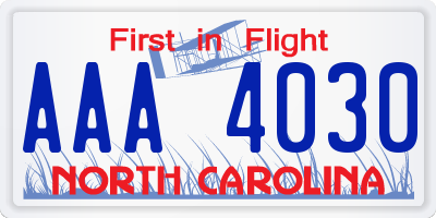 NC license plate AAA4030
