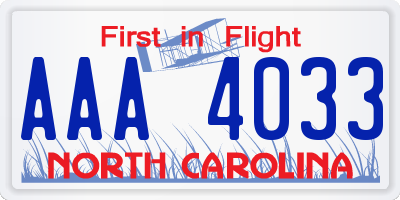NC license plate AAA4033