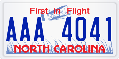 NC license plate AAA4041
