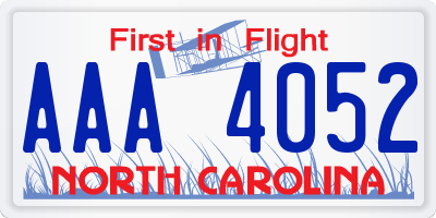 NC license plate AAA4052