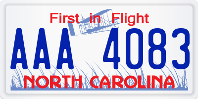 NC license plate AAA4083