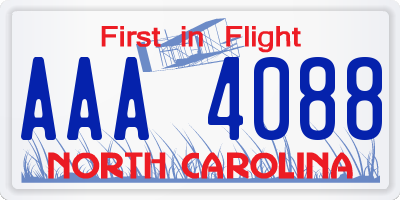 NC license plate AAA4088