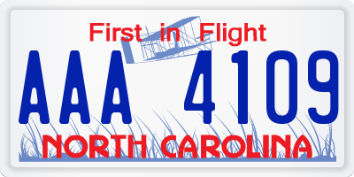 NC license plate AAA4109
