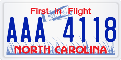 NC license plate AAA4118