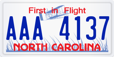NC license plate AAA4137