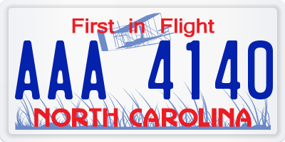 NC license plate AAA4140