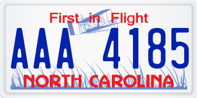 NC license plate AAA4185