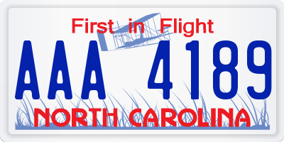 NC license plate AAA4189