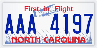NC license plate AAA4197