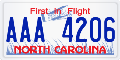 NC license plate AAA4206