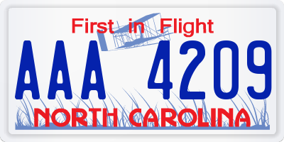 NC license plate AAA4209