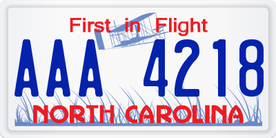 NC license plate AAA4218