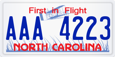 NC license plate AAA4223