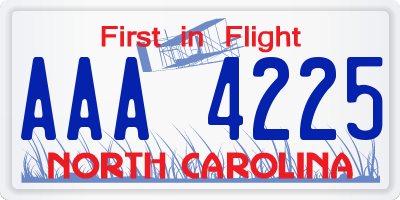 NC license plate AAA4225