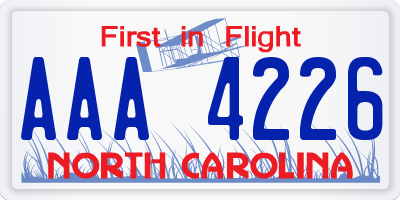 NC license plate AAA4226