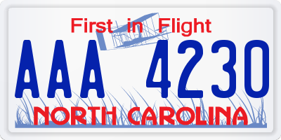 NC license plate AAA4230