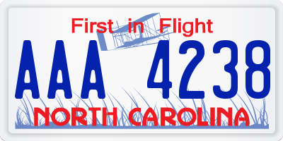 NC license plate AAA4238
