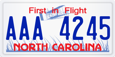 NC license plate AAA4245