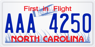 NC license plate AAA4250