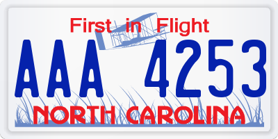 NC license plate AAA4253