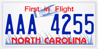 NC license plate AAA4255