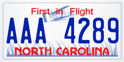 NC license plate AAA4289