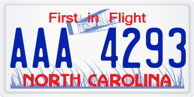 NC license plate AAA4293