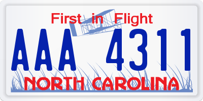 NC license plate AAA4311