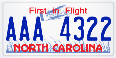 NC license plate AAA4322