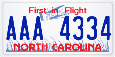 NC license plate AAA4334